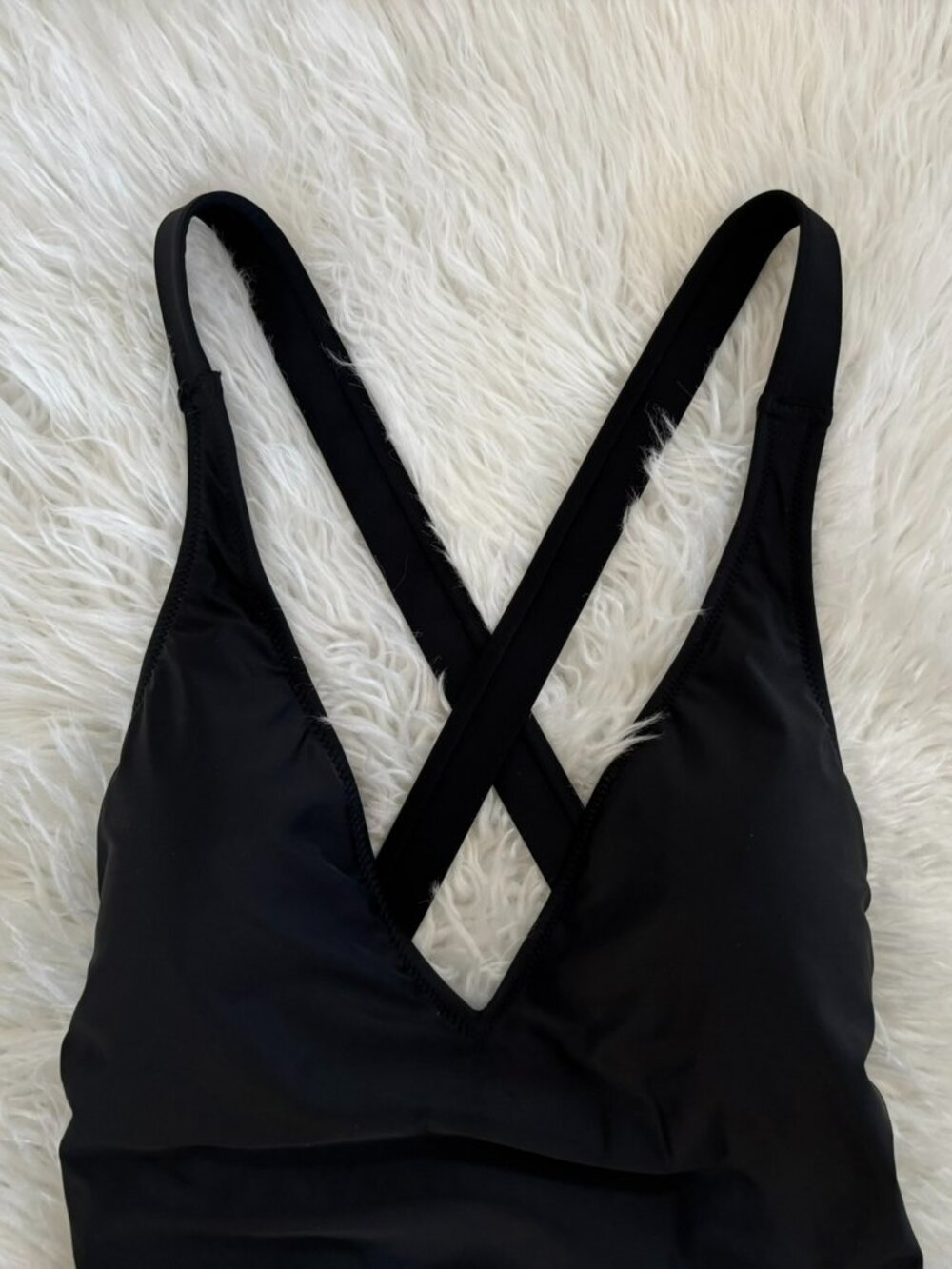 NWT J. Crew Black Plunge V-Neck Cross Back One Piece Swimsuit 8 - Picture 7 of 13